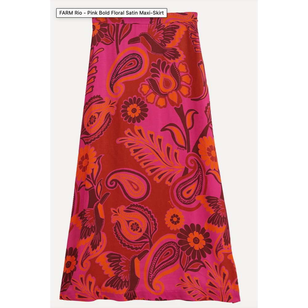 Farm Rio Pink Bold Satin Maxi Skirt Eco Fibers Maxi Skirt $255 - L - SOLD OUT!